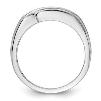 IB Goodman 14k White Gold Polished Satin and Grooved 5-Stone Mens Ring Mounting — alternate view