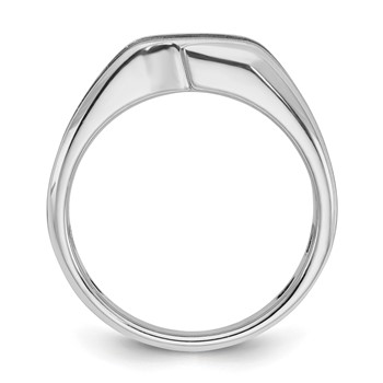 IBGoodman 14k White Gold Men's Polished Satin and Grooved Solitaire Ring Mounting — alternate view