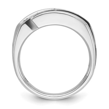 10k White Gold Men's Polished Satin and Grooved Ring Mounting — alternate view