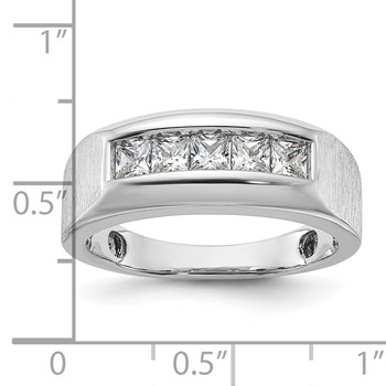 IBGoodman 14k White Gold 1 carat Lab Grown Diamond VS/SI+ G+ Five Stone Complete Polished and Satin Men's Ring — alternate view