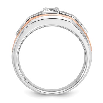 IB Goodman 14k Two-tone White/Rose Gold Mens Satin Diamond Ring Mounting — alternate view