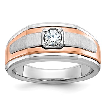 IB Goodman 14k Two-tone White/Rose Gold Mens Satin Diamond Ring Mounting