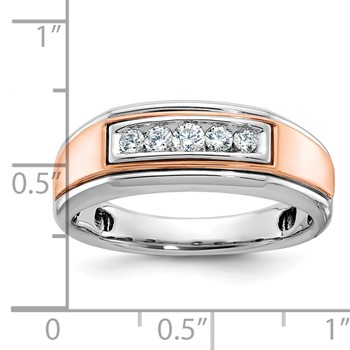 IBGoodman 10k White and Rose Gold Men's Polished 5-Stone Ring Mounting — alternate view