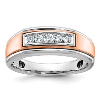 IBGoodman 14k White and Rose Gold Men's Polished 5-Stone Ring Mounting