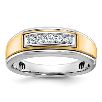 IBGoodman 14k Yellow and White Gold Men's Polished 5-Stone Ring Mounting