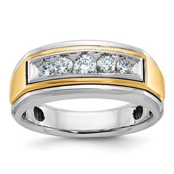 14k White & Rose Gold IBGoodman Men's Polished 5-Stone Ring Mounting