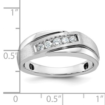 10k White Gold Men's Polished Satin and Grooved Ring Mounting — alternate view