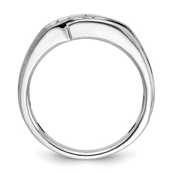 IB Goodman 14k White Gold Polished Satin and Grooved 5-Stone Mens Ring Mounting — alternate view