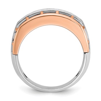 IBGoodman 10k White and Rose Gold Men's Polished Satin and Cut-Out 5-Stone Ring Mounting — alternate view