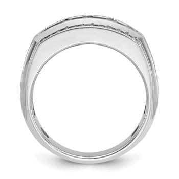 IB Goodman 14k White Gold Mens Polished and Satin 3-Row Ring Mounting — alternate view
