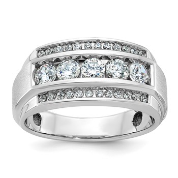 IB Goodman 14k White Gold Mens Polished and Satin 3-Row Ring Mounting