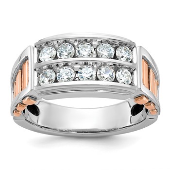 IBGoodman 10k White and Rose Gold Men's Polished and Cut-Out 2-Row Ring Mounting