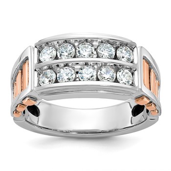IBGoodman 14k White and Rose Gold Men's Polished and Cut-Out 2-Row Ring Mounting