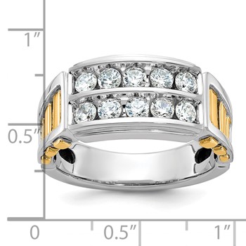 14k Two-tone IBGoodman Men's Polished & Cut-Out 2-Row Ring Mounting — alternate view