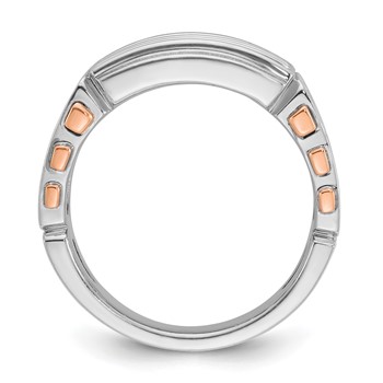 IBGoodman 14k White and Rose Gold Men's Polished and Cut-Out 3-Row Ring Mounting — alternate view