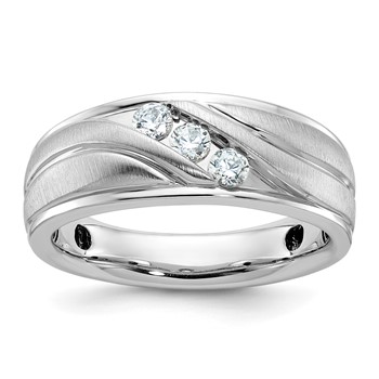 IBGoodman 14k White Gold 1/3 carat Lab Grown Diamond VS/SI+ G+ Complete Polished and Grooved Men's Ring