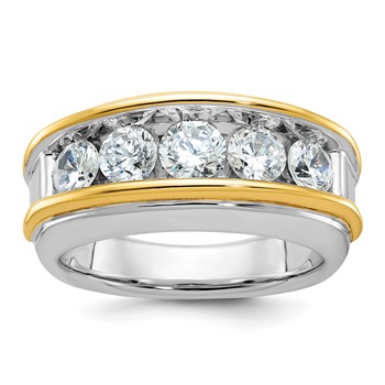 IB Goodman 14k Two-tone Mens Polished 5-Stone Channel Ring Mounting