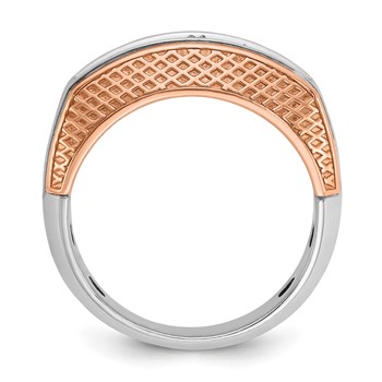 IBGoodman 14k White and Rose Gold Men's Polished and Textured 5-Stone Ring Mounting — alternate view