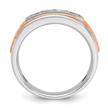 IB Goodman 14k Rose and White Gold Mens Polished Channel-set 5-Stone Ring Mounting — alternate view