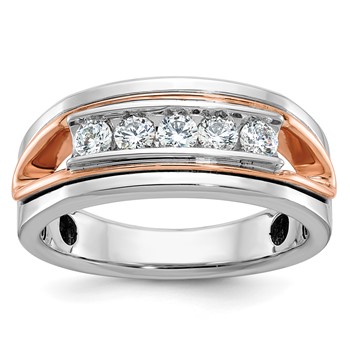 IB Goodman 14k Rose and White Gold Mens Polished Channel-set 5-Stone Ring Mounting