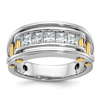 IB Goodman 14k Two-tone Mens Polished Channel-set Square 5-Stone Ring Mounting