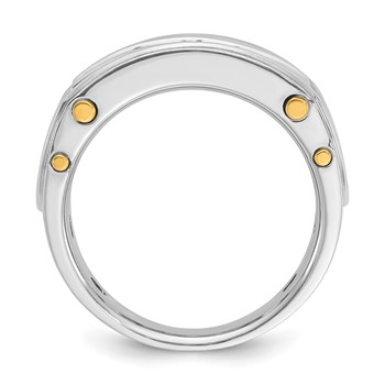 IB Goodman 14k Two-tone Mens Polished Grooved Channel-set 5-Stone Ring Mounting — alternate view