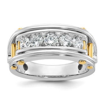 IB Goodman 14k Two-tone Mens Polished Grooved Channel-set 5-Stone Ring Mounting
