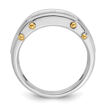 IB Goodman 14k Two-tone Mens Polished Grooved Channel-set 3-Stone Ring Mounting — alternate view