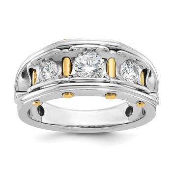 IB Goodman 14k Two-tone Mens Polished 3-Stone Ring Mounting