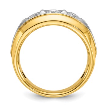 IBGoodman 14k Two-tone Men's Polished and Grooved 3-Stone Ring Mounting — alternate view