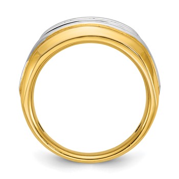 IBGoodman 14k Two-tone Men's Polished and Grooved 5-Stone Ring Mounting — alternate view