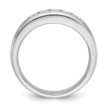 IBGoodman 14k White Gold Men's Polished and Textured Square 5-Stone Ring Mounting — alternate view