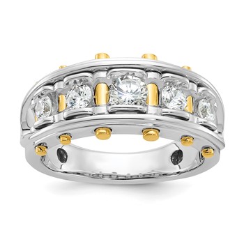 IB Goodman 14k Two-tone Mens Polished Channel-set 5-Stone Ring Mounting