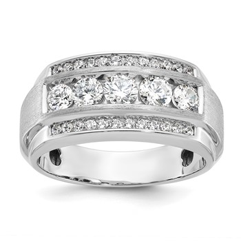IB Goodman 14k White Gold Mens Polished and Satin 3-Row Ring Mounting