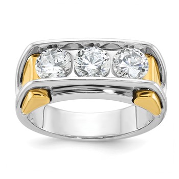 IB Goodman 14k Two-tone Mens Polished 3-Stone Ring Mounting