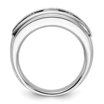 True Origin IBGoodman 14k White Gold 3 1/2 carat Lab Grown Diamond VS+ F+ Five Stone Complete Polished Brushed and Grooved Men's Ring — alternate view