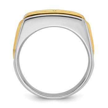 IBGoodman 14k Two-tone Men's Polished and Grooved 3-Stone Ring Mounting — alternate view