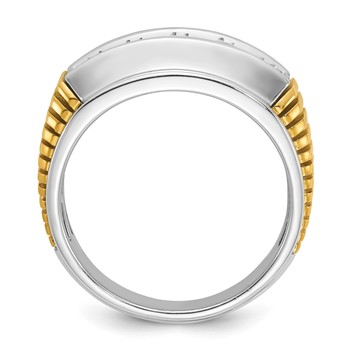 IBGoodman 14k Two-tone Men's Polished and Textured 5-Stone Ring Mounting — alternate view