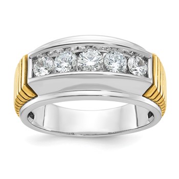 IBGoodman 14k Two-tone Men's Polished and Textured 5-Stone Ring Mounting