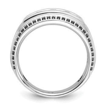 IBGoodman 14k White Gold Men's Polished and Textured 5-Stone Ring Mounting — alternate view