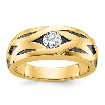 IB Goodman 14k Polished Satin and Grooved Mens Ring Mounting