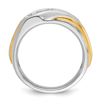 IBGoodman 14k Two-tone Men's Polished and Grooved 5-Stone Ring Mounting — alternate view