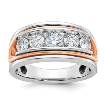 IB Goodman 14k White and Rose Gold Mens Polished Channel-set 5-Stone Ring Mounting