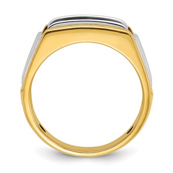 IBGoodman 14k Two-tone Men's Polished and Grooved 3-Stone Ring Mounting — alternate view