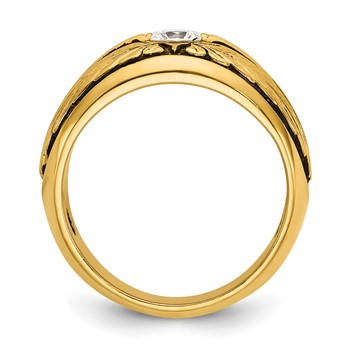 IB Goodman 14k Polished and Textured Mens Solitaire Ring Mounting — alternate view