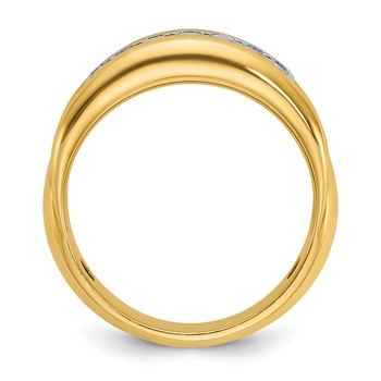 IBGoodman 10k Two-tone Men's Polished and Grooved Bezel Set 7-Stone Ring Mounting — alternate view