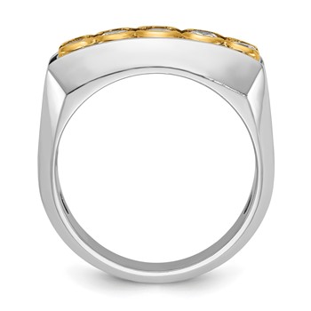 IBGoodman 14k Two-tone Men's Polished Graduated 5-Stone Ring Mounting — alternate view