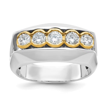 IBGoodman 14k Two-tone Men's Polished Graduated 5-Stone Ring Mounting
