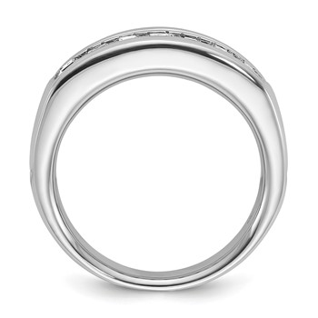 IBGoodman 14k White Gold Men's Polished and Grooved Square 7-Stone Ring Mounting — alternate view