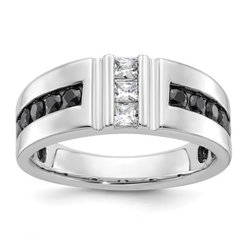 IBGoodman 14k White Gold Men's Polished and Grooved Ring Mounting